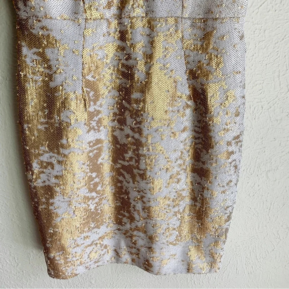 Dress the Population Cody Gold and White Sequin Bodycon Dress Sz Small - Picture 4 of 8